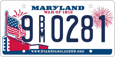 MD license plate 9BM0281