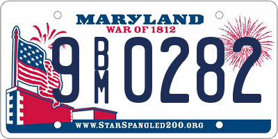 MD license plate 9BM0282