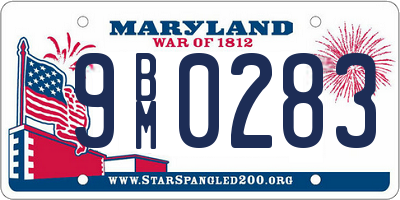 MD license plate 9BM0283