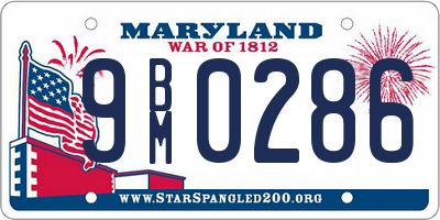 MD license plate 9BM0286