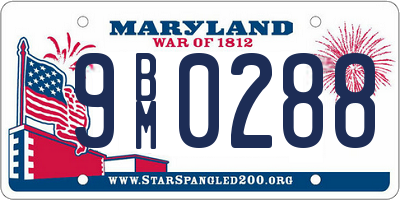 MD license plate 9BM0288