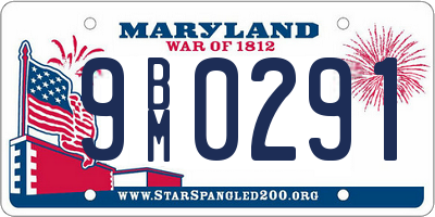 MD license plate 9BM0291