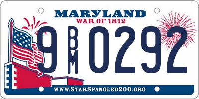 MD license plate 9BM0292