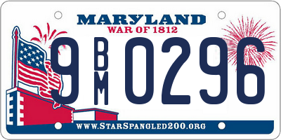 MD license plate 9BM0296