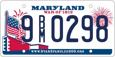 MD license plate 9BM0298