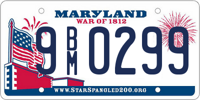 MD license plate 9BM0299