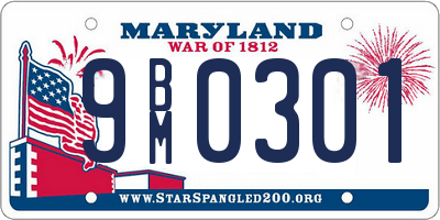 MD license plate 9BM0301