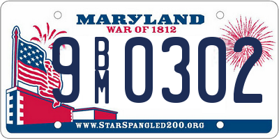 MD license plate 9BM0302