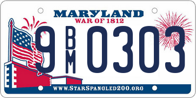 MD license plate 9BM0303