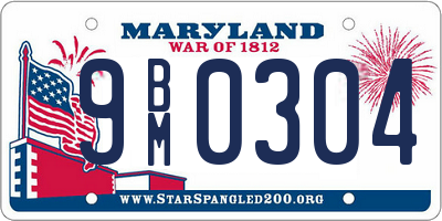 MD license plate 9BM0304