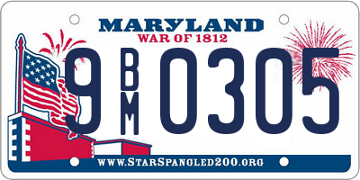 MD license plate 9BM0305