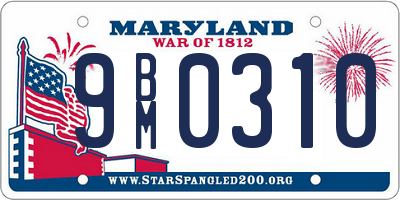 MD license plate 9BM0310