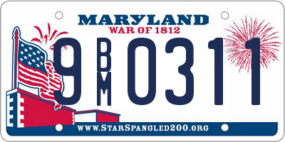 MD license plate 9BM0311