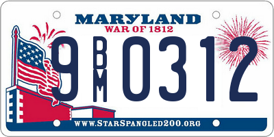 MD license plate 9BM0312