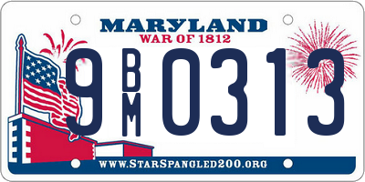 MD license plate 9BM0313