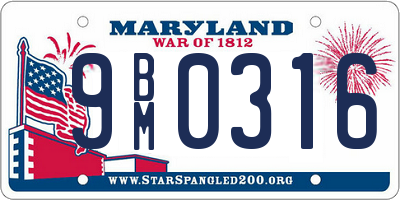 MD license plate 9BM0316