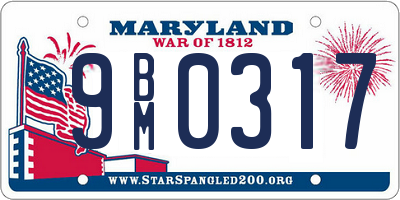 MD license plate 9BM0317