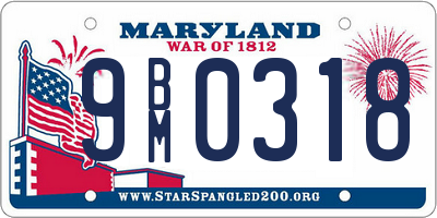 MD license plate 9BM0318