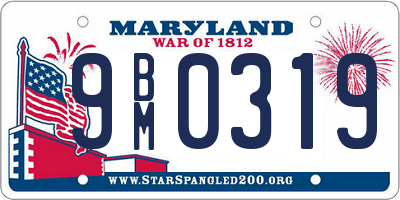 MD license plate 9BM0319