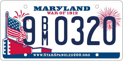 MD license plate 9BM0320