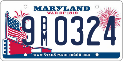 MD license plate 9BM0324