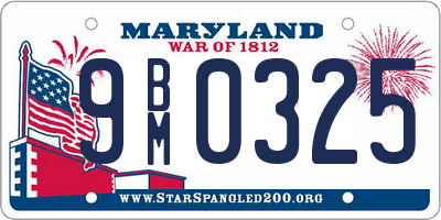 MD license plate 9BM0325