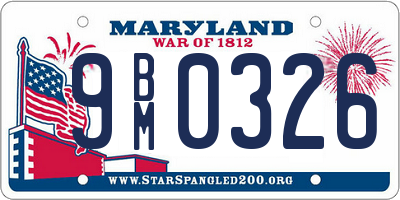 MD license plate 9BM0326