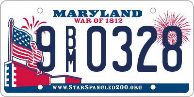 MD license plate 9BM0328