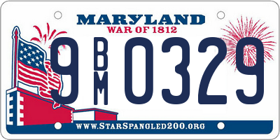 MD license plate 9BM0329