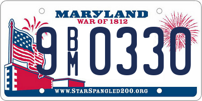 MD license plate 9BM0330