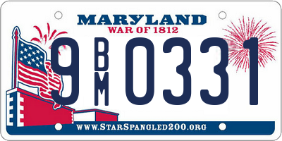 MD license plate 9BM0331