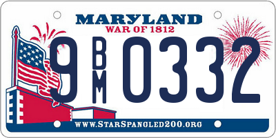 MD license plate 9BM0332