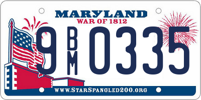 MD license plate 9BM0335