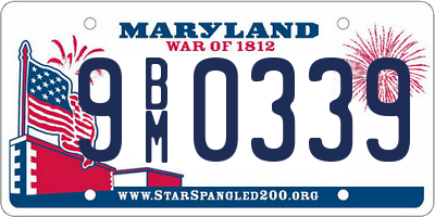 MD license plate 9BM0339