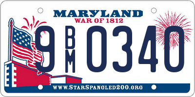 MD license plate 9BM0340