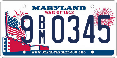 MD license plate 9BM0345