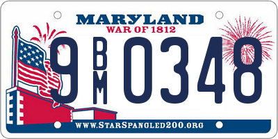 MD license plate 9BM0348