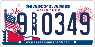 MD license plate 9BM0349