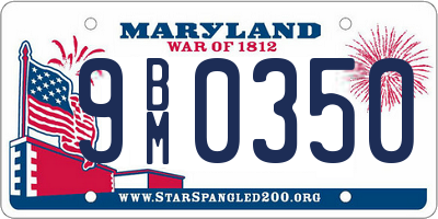 MD license plate 9BM0350