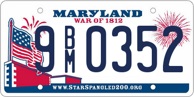 MD license plate 9BM0352