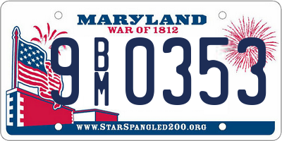 MD license plate 9BM0353