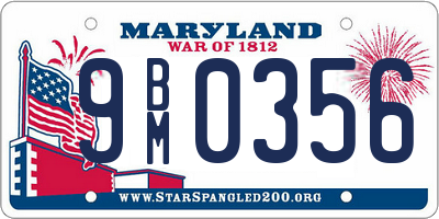 MD license plate 9BM0356