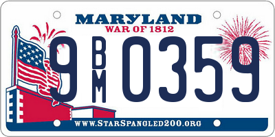 MD license plate 9BM0359