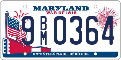 MD license plate 9BM0364