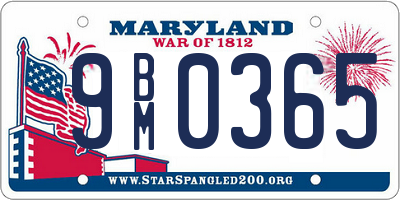 MD license plate 9BM0365