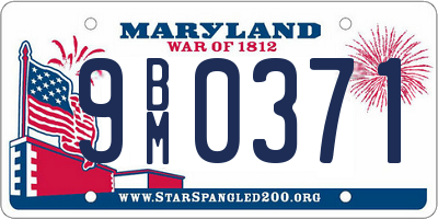 MD license plate 9BM0371