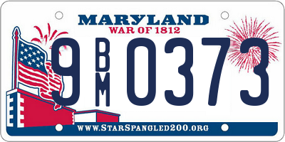 MD license plate 9BM0373