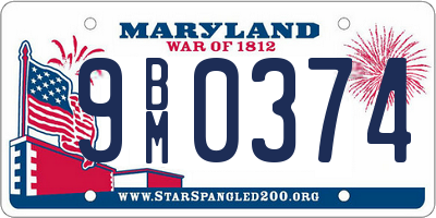 MD license plate 9BM0374