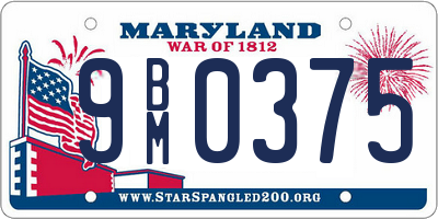 MD license plate 9BM0375