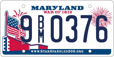 MD license plate 9BM0376